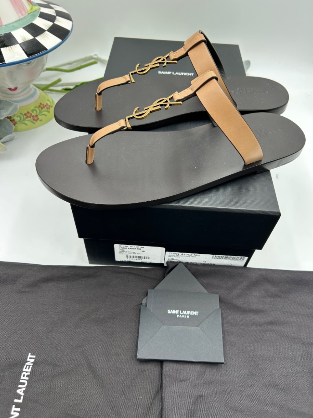 Men’s Saint Laurent Cassandre Leather Sandals . Size 45/12 US. - Picture 4 of 9